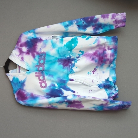 Tie dye Adidas Hoodie. Women's hoodie. Custom tie dye. Women's Medium hoodie - Picture 1 of 8